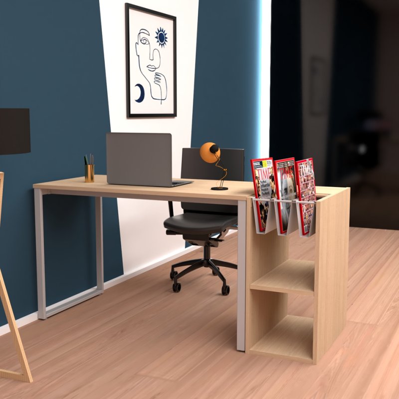 PAPERFLOW bureau easyHome LV12, blanc/chêne, 110×60×74 cm